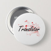 Übersetzer-künstlerischer Job-Entwurf mit Herzen Button (Vorne & Hinten)
