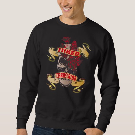 Übersetzerinnen Skull & Rote Rosen Tattoo Sweatshirt (Vorderseite)