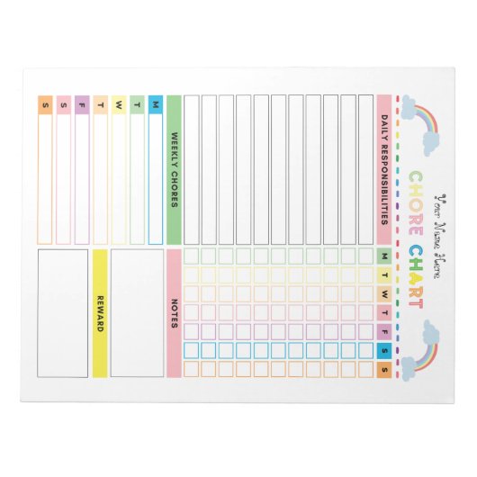 Übersicht Notepad für Kinder mit Belohnungs-Editor Notizblock (Vorderseite)