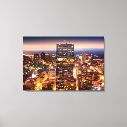 Übersicht über Boston nachts Leinwanddruck (Vorderseite)