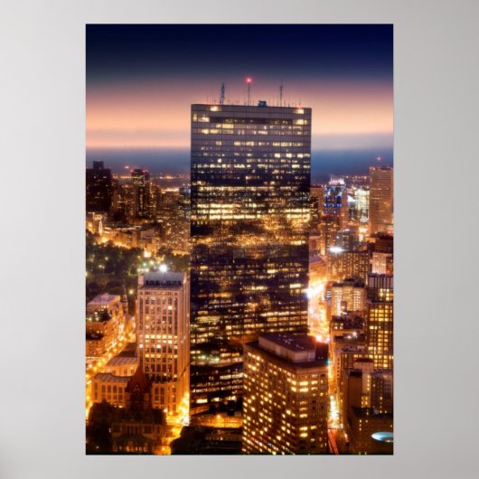 Übersicht über Boston nachts Poster (Vorne)