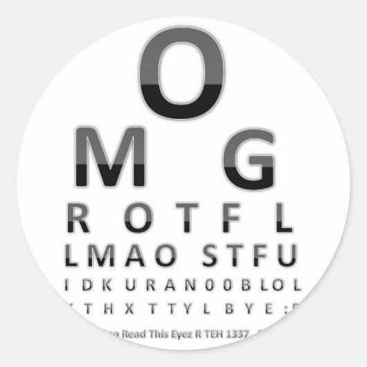 Übersicht über das Auge des Textes Runder Aufkleber (Vorderseite)