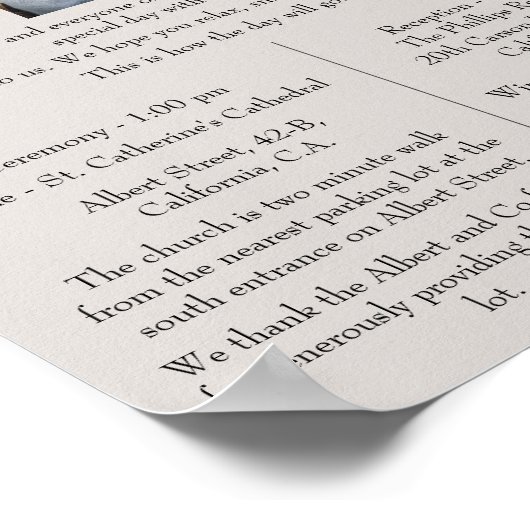 Übersicht über das Hochzeitsprogramm Poster (Ecke)