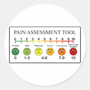 Übersicht über die Beurteilung der Schmerzen Runder Aufkleber