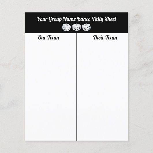 Übersicht über die Bunco Dice Flyer (Vorne)