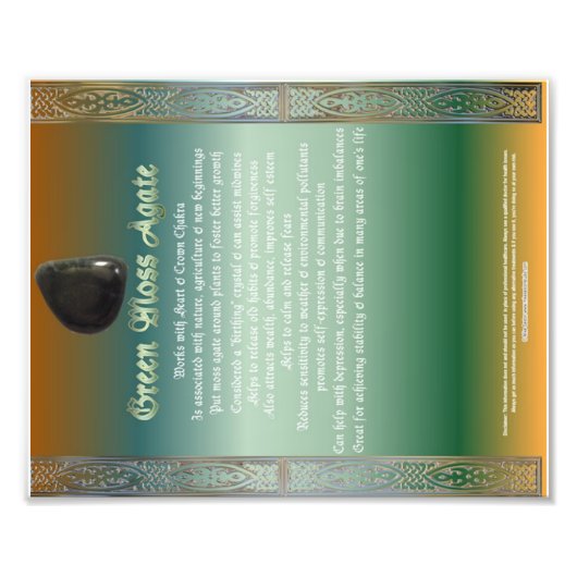 Übersicht über die Eigenschaften von grünen Moos Fotodruck (Vorne)