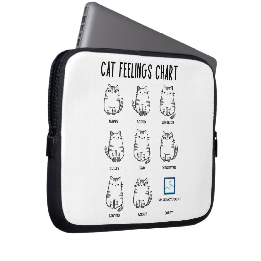 Übersicht über die Gefühle der Katze Laptopschutzhülle (Vorne Rechts)