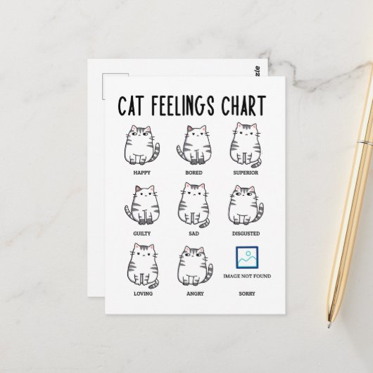 Übersicht über die Gefühle der Katze Postkarte (Vorderseite/Rückseite Beispiel)