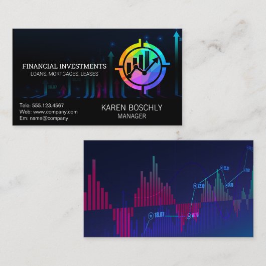 Übersicht über die Geldbeträge an den Aktienmärkte Visitenkarte (Vorne/Hinten)