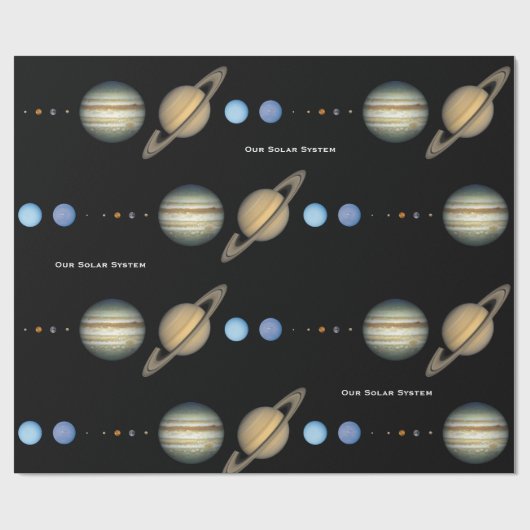 Übersicht über die Größe des Solarsystems der NASA Geschenkpapier (Flach)