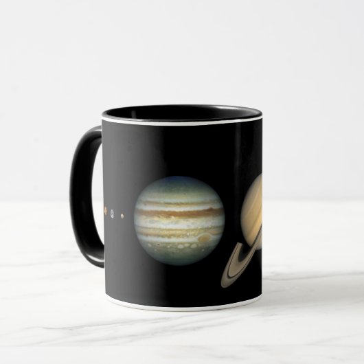 Übersicht über die Größe des Solarsystems der NASA Tasse (Vorderseite Links)