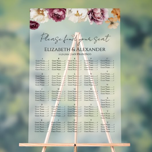 Übersicht über die Hochzeit im Herbst der Acrylgra Acrylschild (Neutral)