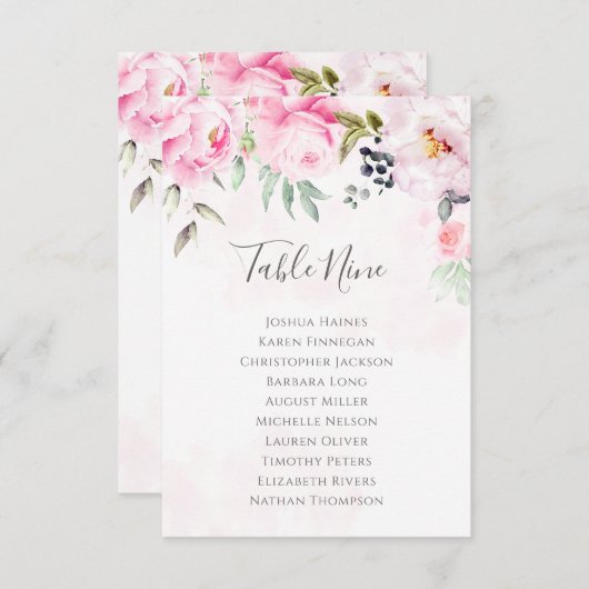 Übersicht über die Hochzeitssitze der Rosa-Peonie (Vorne/Hinten)