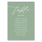 Übersicht über die Hochzeitssitze in der grünen Sc Tischnummer (Vorderseite)