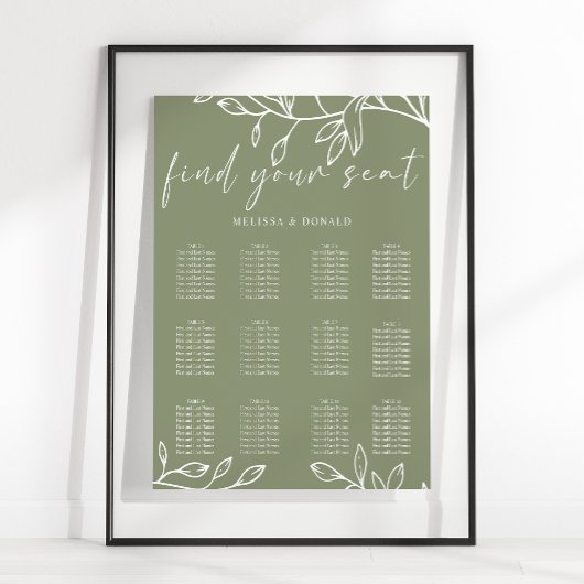Übersicht über die Hochzeitssitze von Green Boho F Poster