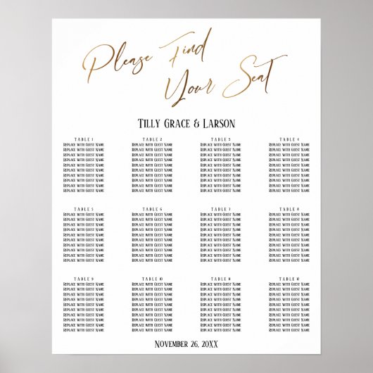 Übersicht über die Hochzeitssitzungen im Gold Hand Poster (Vorne)