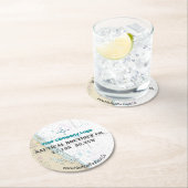 Übersicht über die Länge der Logobreite Stuart Flo Runder Pappuntersetzer (Vor Ort)