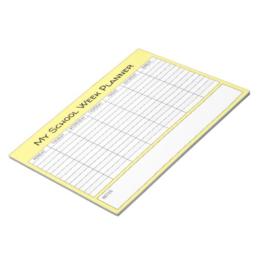 Übersicht über die Schulwochenplanung Notizblock (angewinkelt)