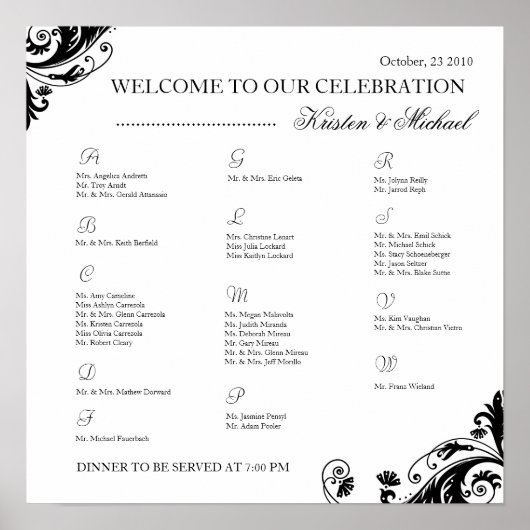 Übersicht über die Sitzanordnung Poster (Vorne)