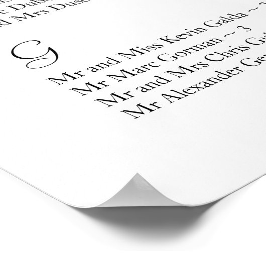 Übersicht über die Sitzanordnung Poster (Ecke)