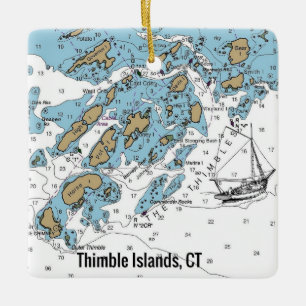 Übersicht über die Thimble Island Connecticut Keramikornament