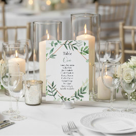 Übersicht über die Tischnummer der grünen Blätter