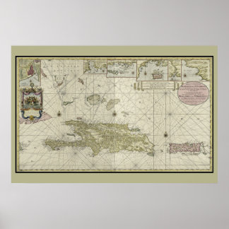 Übersicht über Haiti und die Dominikanische Republ Poster