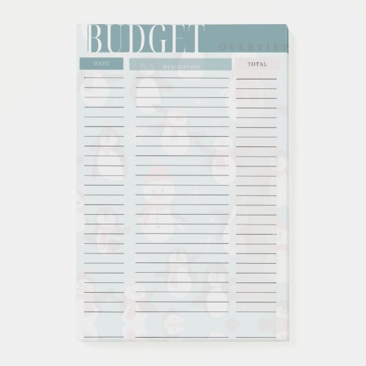 Übersicht Übersicht über den Budgetracker Snowman  Post-it Klebezettel (Vorderseite)