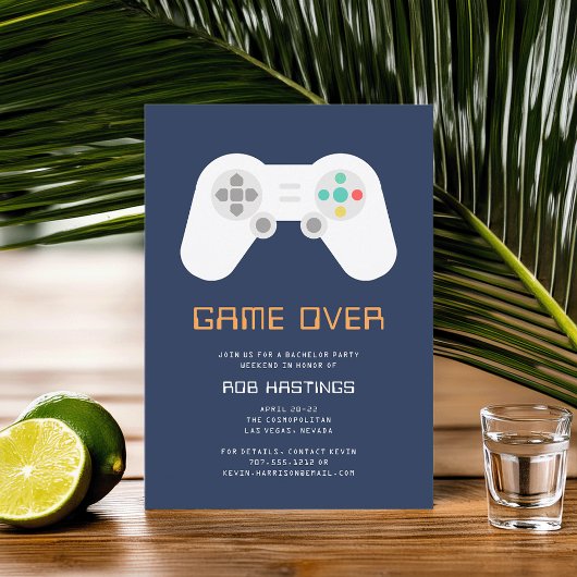Überspielen | Gaming Theme Bachelor Party Einladung