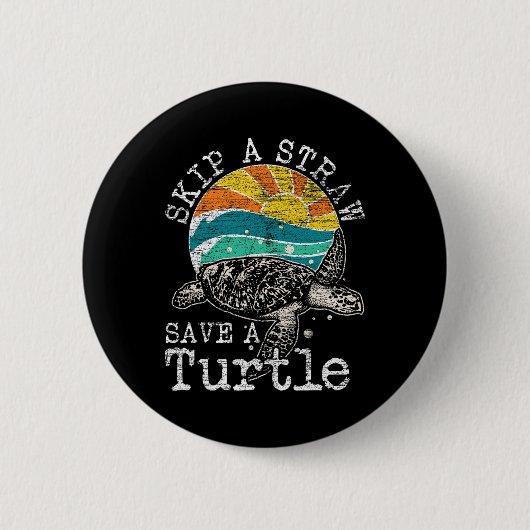 Überspringe einen Strohhalm, der eine Schildkröte Button (Vorderseite)