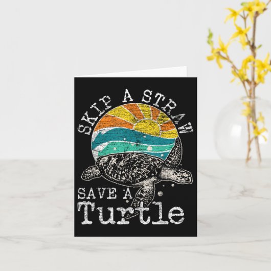 Überspringe einen Strohhalm, der eine Schildkröte  Karte (Gelbe Blume)