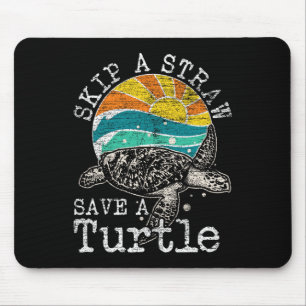 Überspringe einen Strohhalm, der eine Schildkröte Mousepad