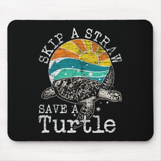 Überspringe einen Strohhalm, der eine Schildkröte Mousepad (Vorne)