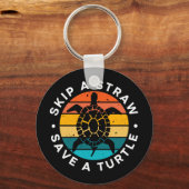 Überspringe einen Strohhalm, der eine Schildkröte Schlüsselanhänger (Vorderseite)