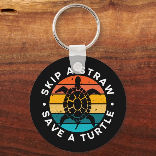 Überspringe einen Strohhalm, der eine Schildkröte Schlüsselanhänger (Vorderseite)