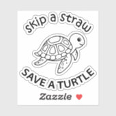 Überspringe einen Strohhalm, rette eine Schildkröt Aufkleber (Blatt)