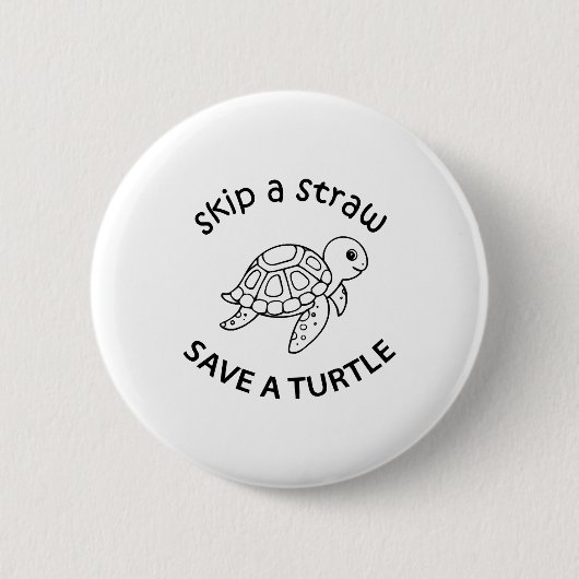 Überspringe einen Strohhalm, rette eine Schildkröt Button (Vorderseite)