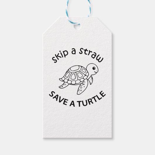 Überspringe einen Strohhalm, rette eine Schildkröt Geschenkanhänger (Vorderseite)