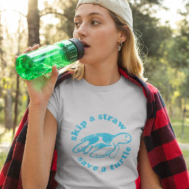 Überspringen eines Strohs Rette eine Schildkröte T-Shirt