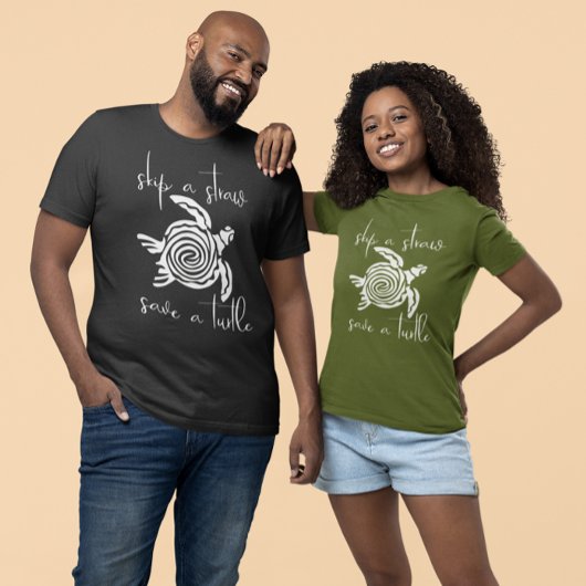 Überspringen eines Strohs Rette eine Schildkröte T-Shirt
