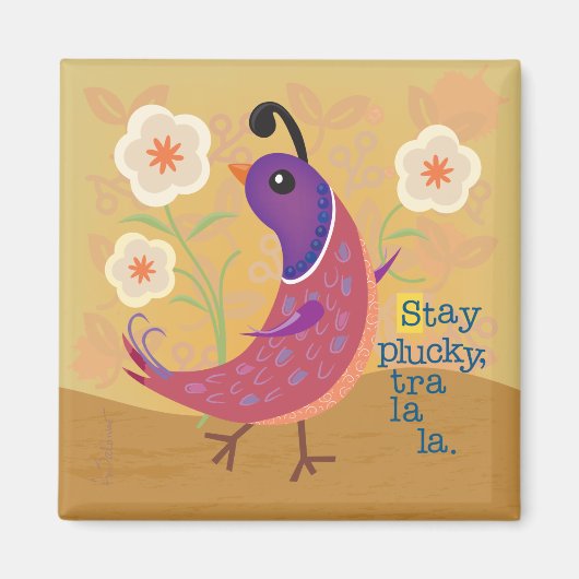 Überspringen Quail mit Blume Magnet (Vorne)