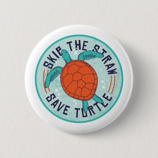 Überspringen Sie den Strohhalm Rettend Schildkröte Button (Vorderseite)