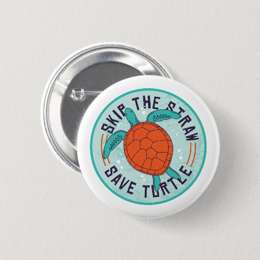 Überspringen Sie den Strohhalm Rettend Schildkröte Button (Vorne & Hinten)