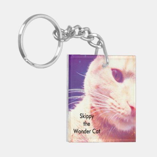 Überspringen Sie die Wunderkatze im All Schlüsselanhänger (Vorderseite links)