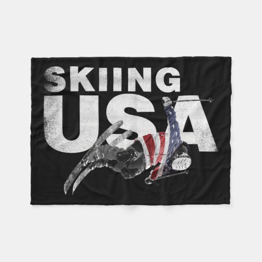Überspringen USA unterstützen Team Usa Flag Ski Fleecedecke (Vorderseite (Horizontal))