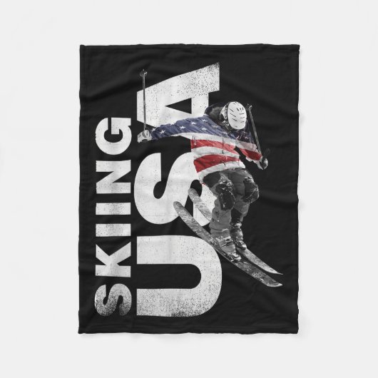 Überspringen USA unterstützen Team Usa Flag Ski Fleecedecke (Vorderseite)
