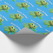 Überspringende Frosch Geburtstagsfeier glänzendes Geschenkpapier (Ecke)