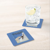 Übersteigt die Nation - Ski fahrendes förderndes Rechteckiger Pappuntersetzer (Vor Ort)