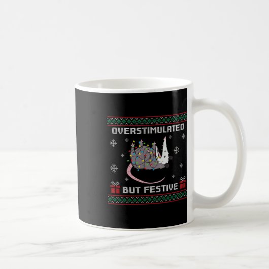Überstimuliert, aber festlich Possum Ugly Weihnach Kaffeetasse (Rechts)