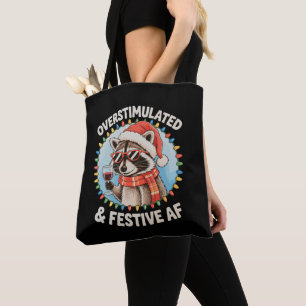 Überstimulierte und festliche Af Feral Raccoon Xma Tasche